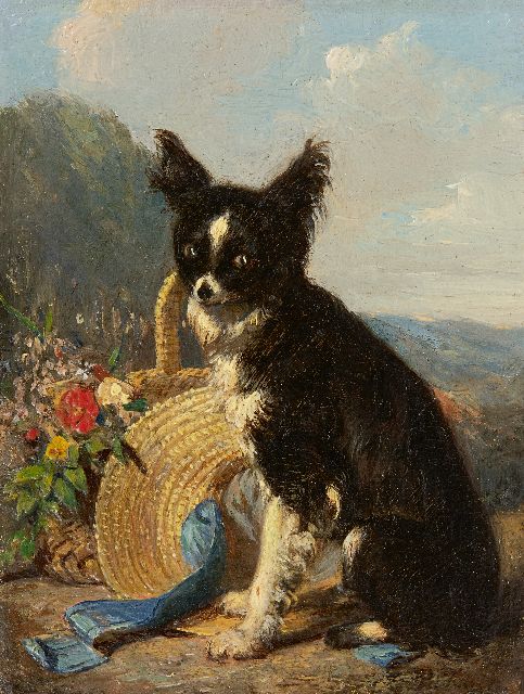 Ronner-Knip H.  | A loyal guard, oil on panel 13.8 x 10.5 cm, signed l.r.