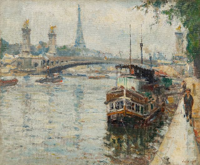 Moll E.  | The Seine and the Pont Alexandre III in Paris, oil on canvas 50.4 x 60.6 cm, signed l.r and painted ca. 1925, without frame