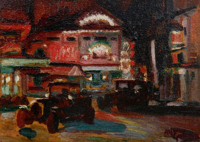 Arjen Galema | Place Pigalle in Paris by night, oil on panel, 15.8 x 22.0 cm, signed l.r. and painted ca. 1918-1925