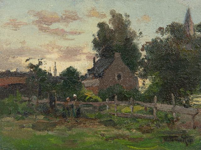 Willem Rip | Sunset at Hillesluis, oil on canvas laid down on panel, 14.4 x 19.3 cm, signed l.r.