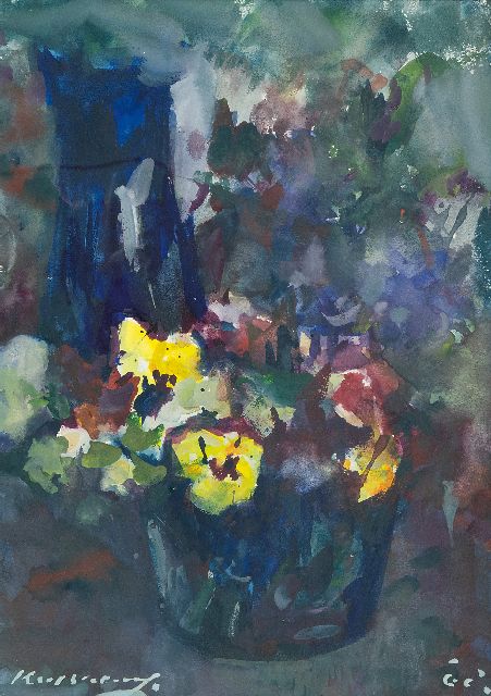 Verwey K.  | Violets in a jar, watercolour on paper 32.1 x 23.1 cm, signed l.l. and painted ca. '68