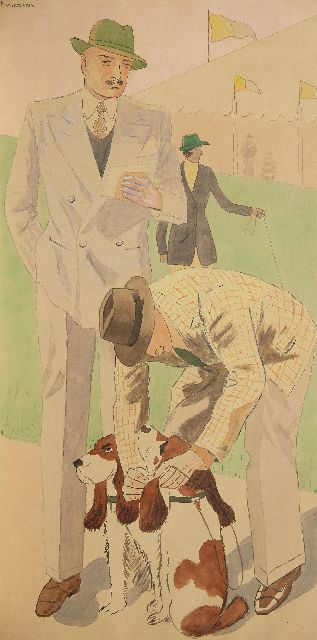 Piet van der Hem | At the dog show, watercolour on paper, 127.4 x 68.0 cm, signed u.l.