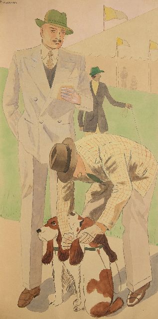 Piet van der Hem | At the dog show, watercolour on paper, 127.4 x 68.0 cm, signed u.l.