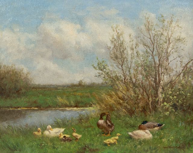 Constant Artz | Ducks along the waterside, oil on canvas, 40.5 x 50.4 cm, signed l.r.