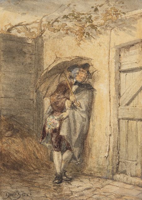 David Bles | The Rendez-vous, ink and watercolour on paper, 18.0 x 12.8 cm, signed l.l. and painted ca. 1856