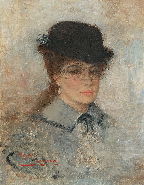 Rolf Dieter Meyer-Wiegand | Woman with hat and voile, oil on panel, 18.0 x 14.1 cm, signed l.l.