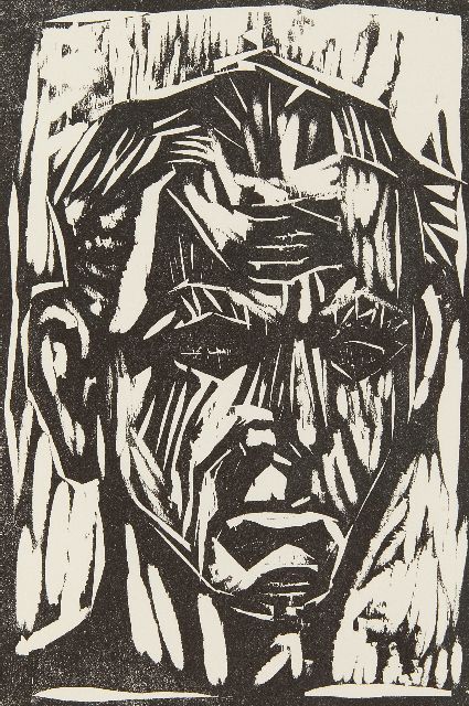 Otto Dix | Self portrait, woodcut, 20.8 x 14.3 cm, executed in 1960