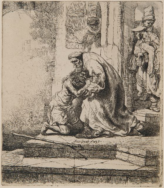 Rembrandt (Rembrandt Harmensz. van Rijn)   | The return of the prodigal son, etching 15.6 x 13.6 cm, signed l.c. (in the plate) and dated 1636 (in the plate)