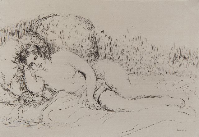 Auguste Renoir | Femme nue couchée, etching, 13.4 x 19.4 cm, signed l.r. (in the plate) and executed in 1906