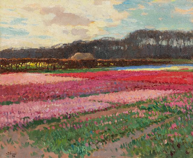 Ben Viegers | Flowering bulb fields, oil on canvas, 40.6 x 50.6 cm, signed l.l.