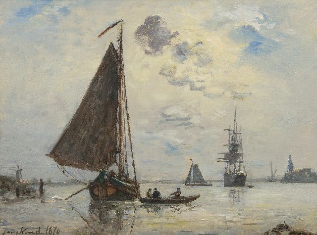 Johan Barthold Jongkind | Sortie de Port en Hollande, oil on canvas, 24.4 x 32.7 cm, signed l.l. and dated 1870