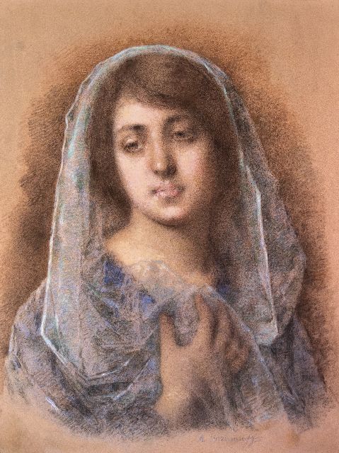 Harlamoff A.A.  | A lady's portrait, pastel on paper 58.5 x 43.5 cm, signed l.r.