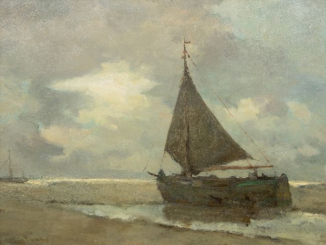 Weissenbruch H.J.  | Ship on the beach of Zeeland, oil on canvas 102.3 x 135.8 cm, signed l.l. and 1901