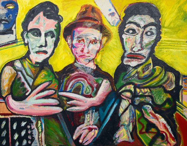 Lucebert | Three Brothers, oil on canvas, 114.3 x 145.9 cm, signed l.r. and dated '83