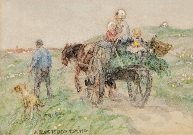 Jan Zoetelief Tromp | Heading home through the dunes, watercolour on paper, 14.3 x 19.7 cm, signed l.l.