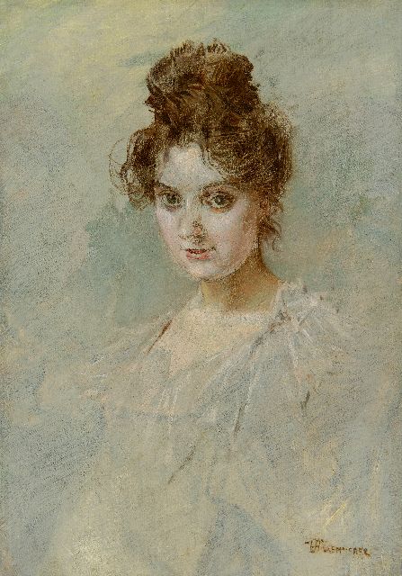 Frederik Hendrik Kaemmerer | Portrait of a woman, oil on panel, 25.5 x 17.5 cm, signed l.r.
