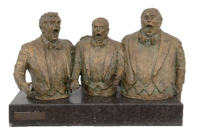 Wibaut C.H.  | The three tenors: Plácido Domingo, José Carreras en Luciano Pavarotti, bronze 31.0 x 45.0 cm, signed on the back