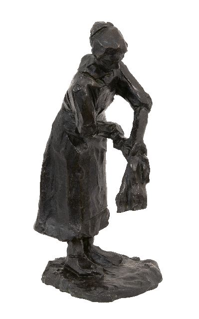 Zijl L.  | Woman doing the laundry, bronze 34.0 x 19.0 cm, signed on the base and dated '20