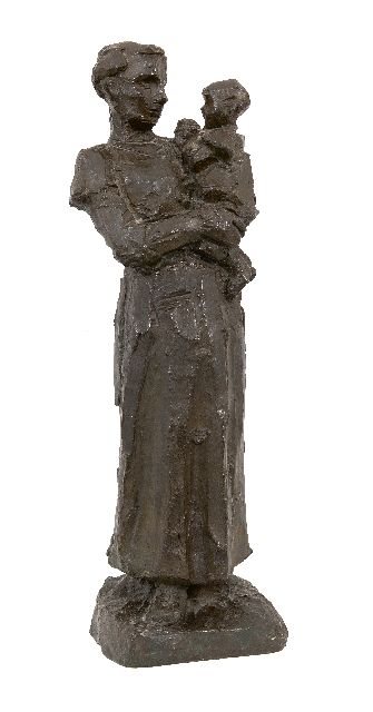 Lambertus Zijl | Mother and child, bronze, 48.0 x 13.0 cm, signed on the base and te dateren ca. 1916