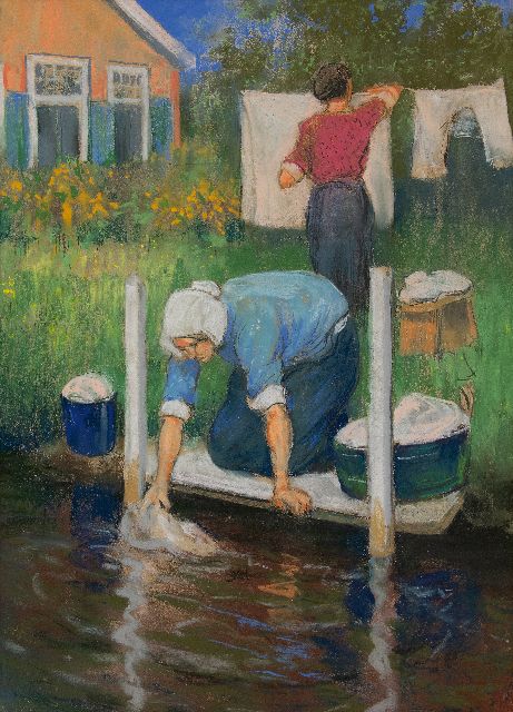 Heijenbrock J.C.H.  | Laundry day, pastel on paper 63.9 x 46.8 cm, signed l.r.