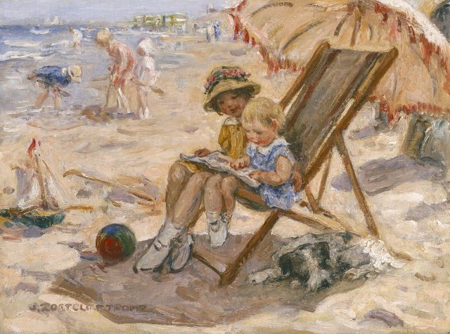 Zoetelief Tromp J.  | Reading aloud, oil on canvas 30.0 x 40.2 cm, signed l.l.