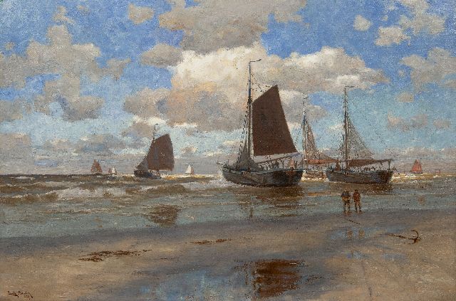 Erwin Günther | Return of the fishing fleet, oil on canvas, 80.7 x 120.4 cm, signed l.l. and painted ca. 1890-1905