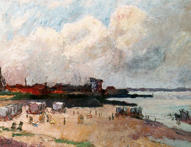 Toorop J.Th.  | View of the beach, Vlissingen, oil on panel 20.7 x 22.7 cm, signed l.r.