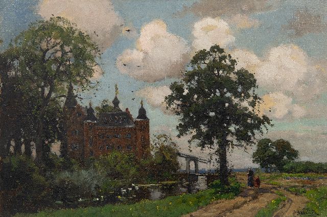 Brouwer B.J.  | Castle in a landscape, oil on canvas 40.6 x 60.6 cm, signed l.r.