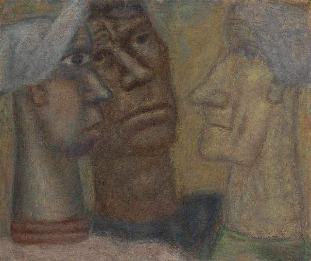 Gestel L.  | Three fishermen, pastel on paper 66.0 x 77.0 cm, executed ca. 1932-1934