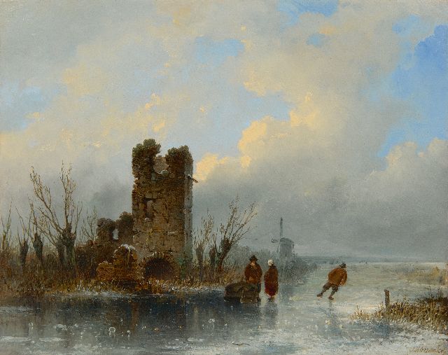 Hilverdink J.  | A winter day on the ice, oil on panel 24.7 x 31.3 cm, signed l.r. and dated '49