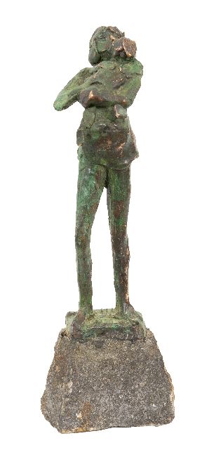 Jits Bakker | Burping (mother and child), bronze, 26.6 x 8.4 cm, signed on the base