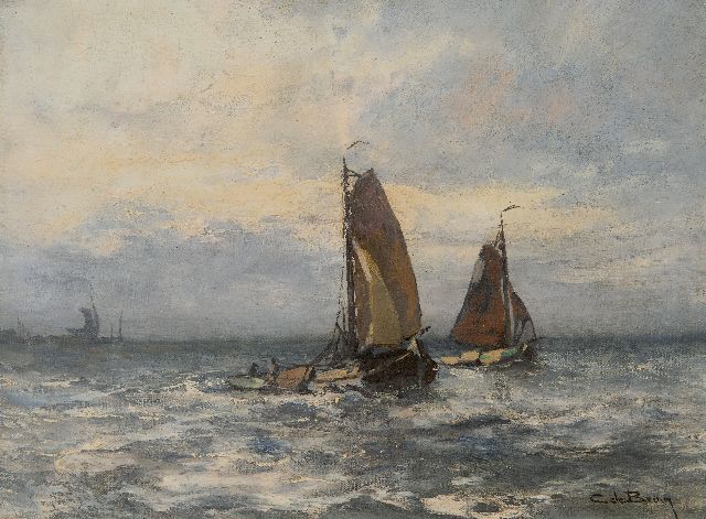 Cornelis de Bruin | Fishing ships off Harderwijk, oil on canvas, 30.4 x 40.4 cm, signed l.r. and without frame