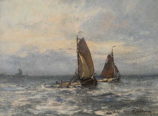 Cornelis de Bruin | Fishing ships off Harderwijk, oil on canvas, 30.4 x 40.4 cm, signed l.r. and niet ingelijst