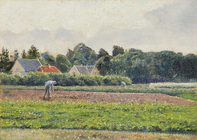 Charles Ludwig Stricker | Landscape at Ede, augustus 1918, oil on canvas laid down on board, 25.1 x 34.5 cm, ca. august 1918