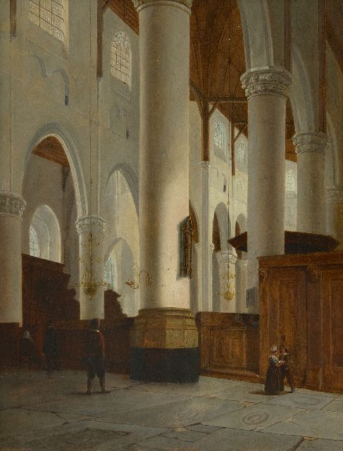Jan Baptist Tetar van Elven | Interior of the Laurenschurch in Rotterdam, oil on panel, 42.8 x 33.3 cm, signed l.l. with initials