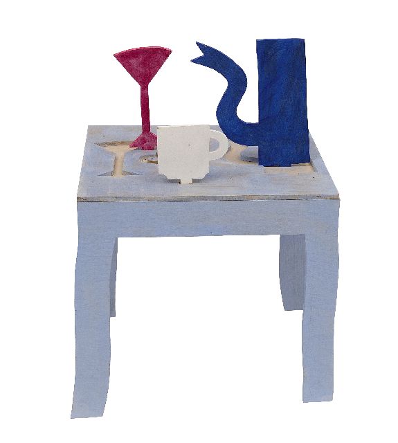 Klaas Gubbels | Tischchen deck dich: A painted wooden table containing a monograph on the artist, plywood, 47.6 x 35.0 cm, signed on the inside with initials and dated '97