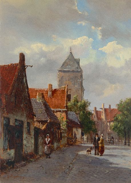 Frederik Roosdorp | Sunny street, oil on panel, 22.0 x 15.8 cm, signed l.l.