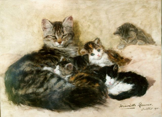 Ronner-Knip H.  | Mother's pride, oil on panel 33.7 x 45.2 cm, signed l.r. and dated Juillet 1901