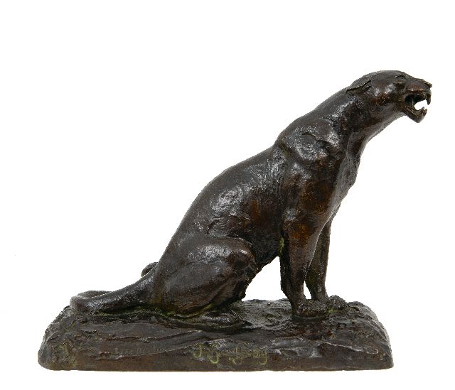 Geoffroy A.L.V.  | Roaring panter, bronze 19.7 x 25.0 cm, signed on the base