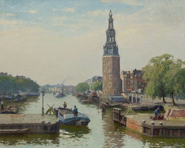 Schagen G.F. van | Blick auf den Montelbaanstoren, Amsterdam, oil on canvas 80.7 x 101.5 cm, signed l.r. and dated 1937