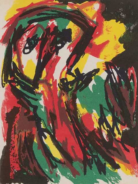 Karel Appel | Abstract person, lithograph, 30.9 x 23.9 cm, executed ca. 1961