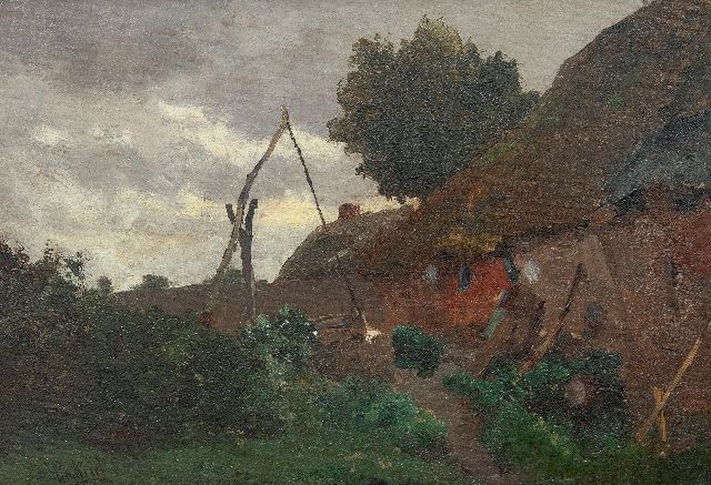 Paul Joseph Constantin Gabriel | Farmyard with well, oil on canvas, 29.2 x 41.8 cm, signed l.l.