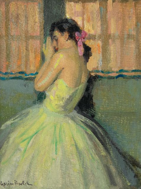 Boulet C.E.  | Ballerina with pink hair bow, oil on canvas 61.1 x 46.1 cm, signed l.l.