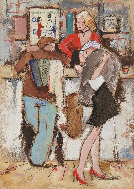 Rijlaarsdam J.  | At the bar, gouache on paper 33.1 x 24.1 cm, signed l.l. (indistinct)