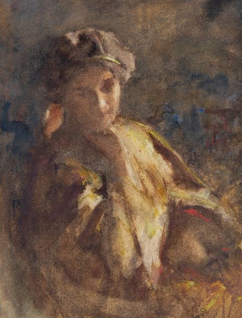 Willem Maris (Jbzn) | Daydreaming, watercolour on paper, 34.3 x 26.7 cm, signed c.r.