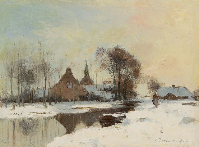 Vreedenburgh C.  | A snowy village view, oil on panel 14.5 x 19.1 cm, signed l.r. and dated '07