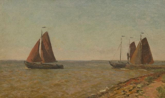 Willem Bastiaan Tholen | Ships leaving the harbour, oil on canvas laid down on panel, 31.9 x 52.0 cm, signed l.r. and dated '26