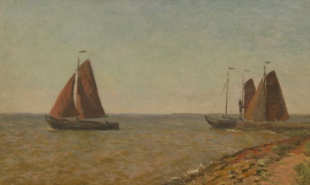 Willem Bastiaan Tholen | Ships leaving the harbour, oil on canvas laid down on panel, 31.9 x 52.0 cm, signed l.r. and dated '26