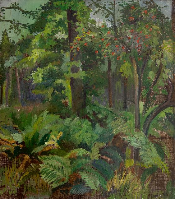 Jeanne Bieruma Oosting | Forest view at the Lauswolt estate, oil on canvas, 64.9 x 56.9 cm, signed l.r. and dated '44