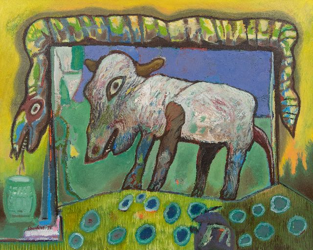 Lucebert | Goat and snake, oil on canvas, 80.2 x 100.1 cm, signed l.l. and dated '73